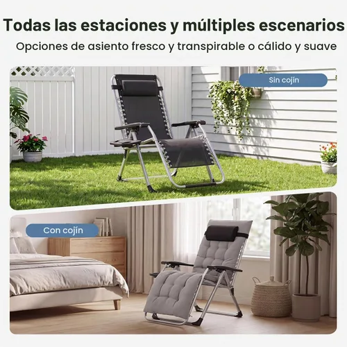 Vista 4 de DUMOS Silla de gravedad cero, silla de descanso para exteriores con Gris