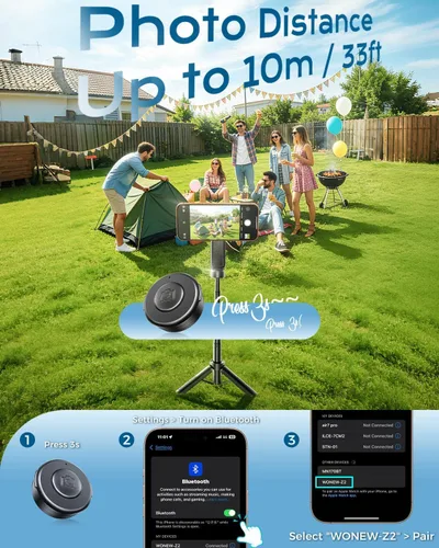 Vista 7 de Trípode magnético para teléfono de 17 pulgadas y palo selfie para iPhone Android, trípode de viaje de 4.5 pulgadas con control remoto inalámbrico