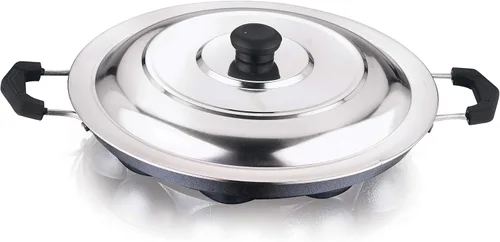Vista 5 de Vinod Paniyarakkal para cocinar Paniyaram 9.1 in con tapa SS