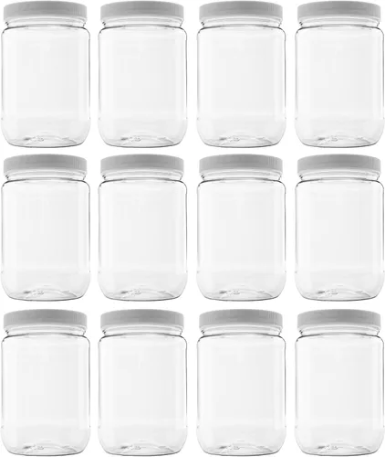 Vista 7 de Tarro de plástico de 64 oz (1/2 galón), tapa blanca, paquete de 1