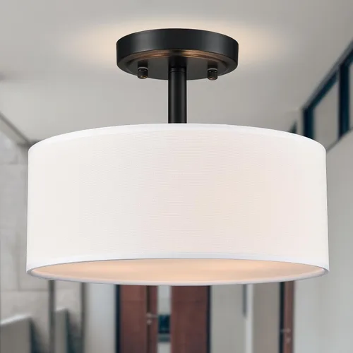 Vista 10 de Lámpara moderna de montaje empotrado para techo de tambor de montaje empotrado, 3 luces doradas, lámpara de techo semiempotrada para pasillo