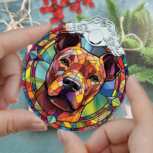 Vista 3 de Jocidea Adorno para perro, adorno colgante de American Staffordshire Terrier – vidrio, Navidad, Acción de Gracias, decoraciones de cumpleaños