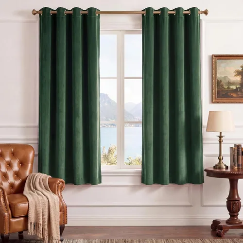 Vista 52 de StangH Cortinas de terciopelo gris de 84 pulgadas para oscurecer la habitación, con aislamiento térmico, cortinas gruesas y pesadas para sala