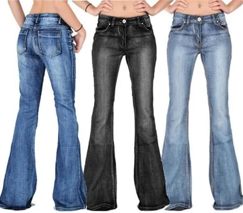 Vista 3 de Andongnywell - Pantalones de mezclilla ajustados, cintura media, cintura ancha, cintura media, pantalones vaqueros