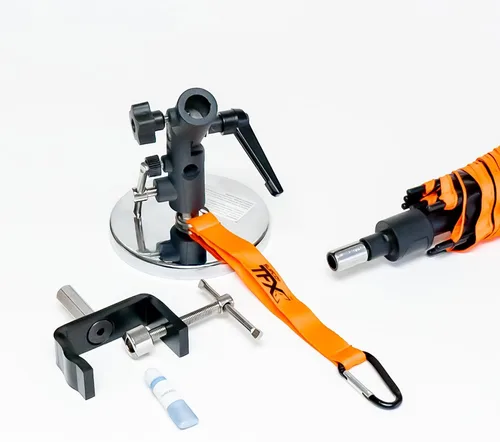 Vista 3 de Supco MUKIT-FR TradeFox - Paraguas de 60 pulgadas con kit de base magnética, abrazadera de acero HD y cordón