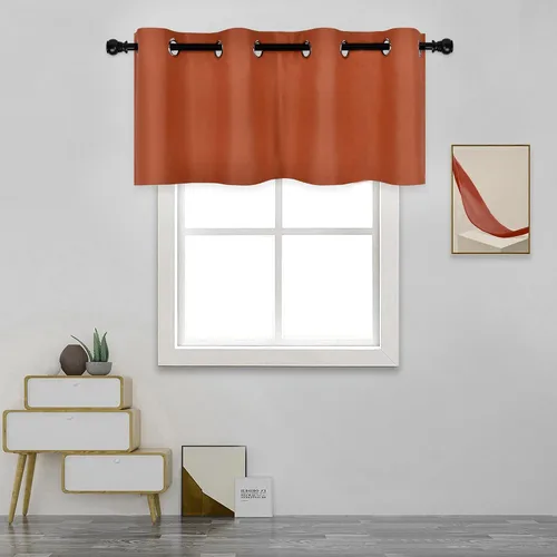 Vista 52 de DECOVSUN Cenefa de cortina opaca amarilla brillante para ventanas de cocina, cenefa opaca con ojales para dormitorio, cenefa corta y recta para sala