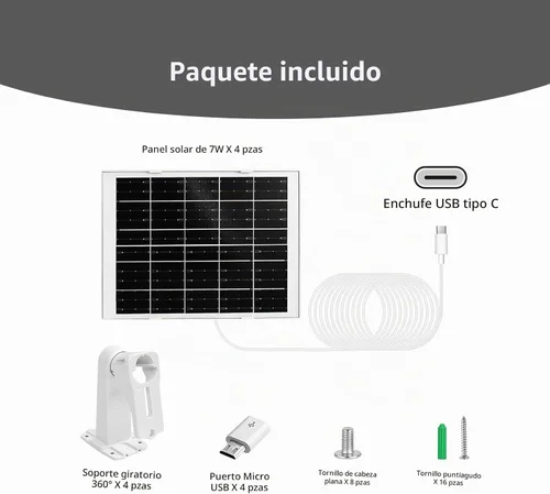 Vista 6 de Paquete de 4 cargadores de panel solar de cámara de 7 W compatibles con eufyCam 3/S330, 3C/S300, S350/C220/C210, eufy SoloCam S220/S340/C210