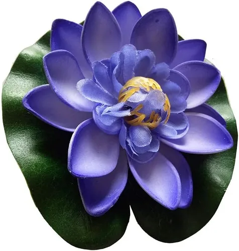 Vista 3 de 7 piezas de 3.9 pulgadas flor de loto artificial flor artificial piscina acuario decoración flor eterna flor artificial (azul)