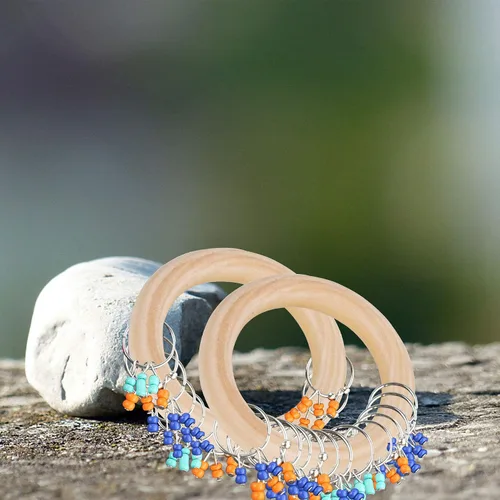 Vista 3 de AUGSUN 10 anillos de madera sin terminar de 2.756 in para manualidades