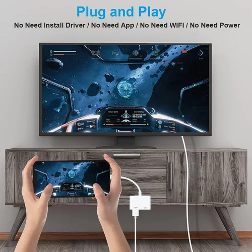 Vista 3 de Adaptador Lightning a HDMI, convertidor AV digital certificado MFi de Apple con puerto de carga, pantalla de sincronización de 1080P para iPhone