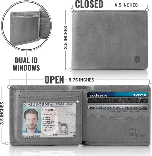 Vista 4 de Billetera de dos espacios para identificación sostenedor de RFID compartimento para tarjetas de capacidad extra lo mejor en protección
