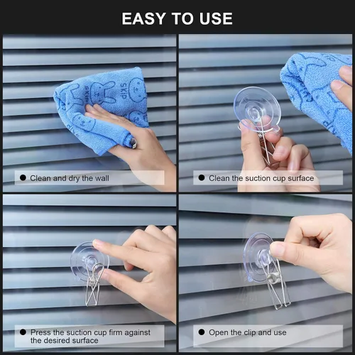 Vista 4 de Patelai 16 clips de ventosa de plástico redondo para ventosas con clips resistentes para colgar accesorios de ducha en casa oficina