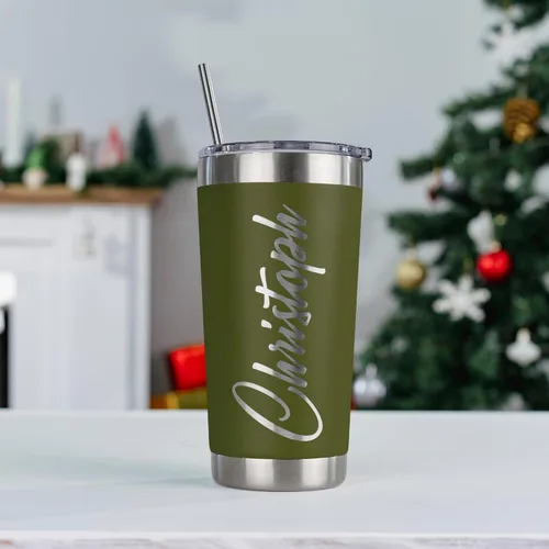 Vista 4 de Vasos personalizados, vaso de acero inoxidable de 20 onzas con tapa 13 diseños diferentes Tazas personalizadas de doble pared aisladas para café