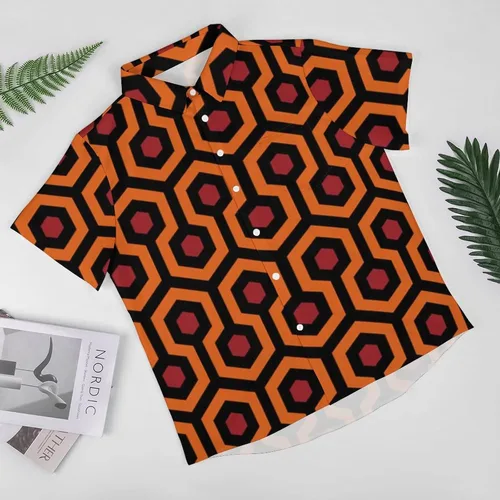 Vista 4 de The Shining Overlook Hotel - Camisa hawaiana de manga corta con botones para hombre