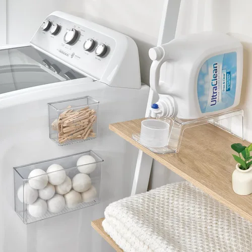 Vista 4 de iDesign Soporte para Detergente de Lavandería, Soporte para Detergente Líquido para Organización del Cuarto de Lavado, Transparente Soporte