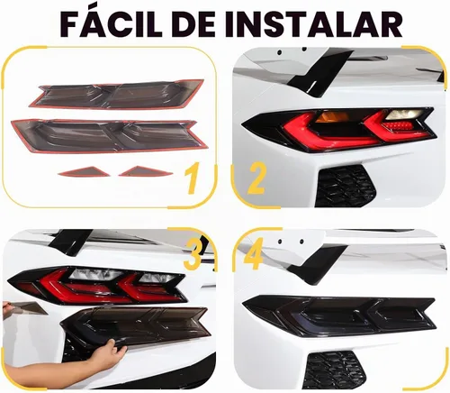Vista 5 de Cubierta de luces traseras de automóvil compatible con Corvette C8 Stingray Z06 E-Ray 2020-2023 2024 2025, cubierta de lámpara trasera ahumada