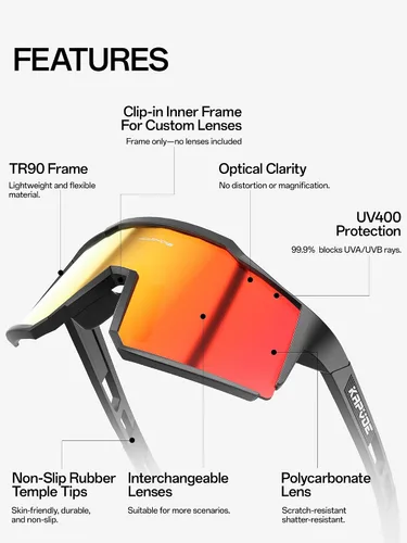 Vista 2 de KAPVOE Gafas polarizadas con 1 lente o 4 lentes de protección UV para mujeres y hombres, gafas de sol para ciclismo, marco TR90, para deportes