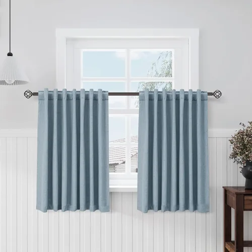 Vista 52 de Nanspring Cortinas de lino 100% opacas para dormitorio, 96 pulgadas de largo, con pestaña trasera, bolsillo para barra, aislamiento térmico, cortina