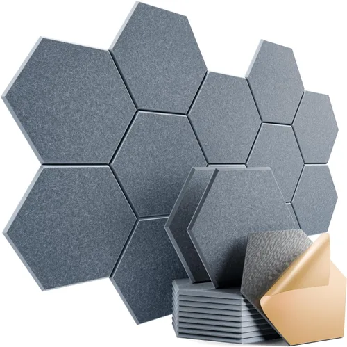 Vista 155 de Paquete de 12 paneles acústicos autoadhesivos de 12 x 10 x 0.4 pulgadas, paneles de espuma a prueba de sonido con alta densidad, elegante diseño