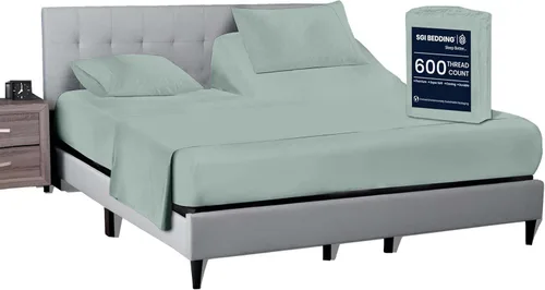 Vista 14 de SGI bedding Sábana Queen de 28 pulgadas con cabecera flexible y parte superior dividida, 100% algodón egipcio - 600 número de hilos, sábanas