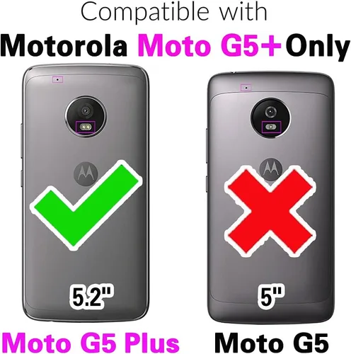 Vista 2 de Asuwish Funda compatible con Moto G5 Plus y protector de pantalla de vidrio templado, con ranura para tarjetero, soporte para tarjetas, función