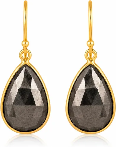 Vista 34 de Aretes de ágata musgo verde de 0.472 x 0.709 in con forma de pera de plata de ley 925, aretes de piedras preciosas hechos a mano, juego de bisel