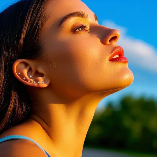 Vista 5 de Retenedores de piercing transparentes para cirugía – Anillos de plástico para pezones, kit de retención de nariz, joyería para ombligo, aretes