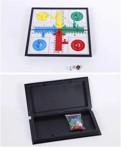 Vista 4 de Ludo - Juego de mesa de juego de 9.8 pulgadas, plegable magnético, juego de estrategia clásico de viaje para niños y adultos (ángulo derecho)