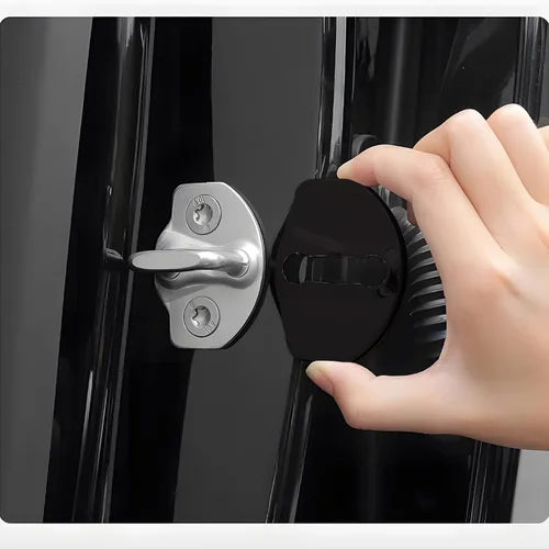 Vista 6 de Compatible con Tesla Model 3 2016-2023 - Cubierta de bloqueo de puerta de automóvil para modelo Y, cubierta de tope de puerta con protector de acero