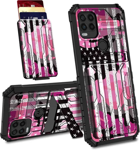 Vista 15 de Funda para Motorola Moto G Stylus 5G con ranura desmontable para tarjetero, soporte de doble capa, resistente a prueba de golpes, funda oculta