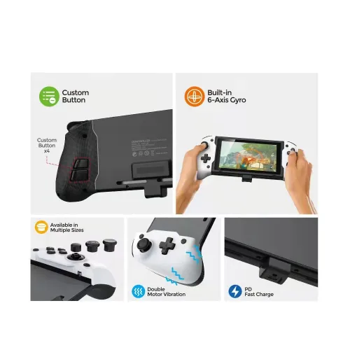 Vista 9 de ECHZOVE Switch OLED Controller Grip and Case - Ergonomic Handheld Controller with Six-Axis Gyroscope, Mapping Buttons, Type-C Charging - Hard Travel
