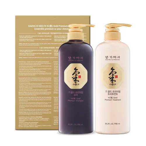 Vista 2 de Daeng Gi Meo Ri - Champú Ki Gold Premium+Set de Tratamiento, Humedad efectiva para secar y cabello áspero, sin color artificial, 26.4 fl oz cada uno