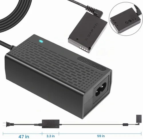 Vista 4 de Kimaru Batería ficticia LP-E12 ACK-E12 Adaptador de corriente de CA DR-E12 Kit de acoplador de CC para cámaras Canon EOS M50 Mark II, M50, M200