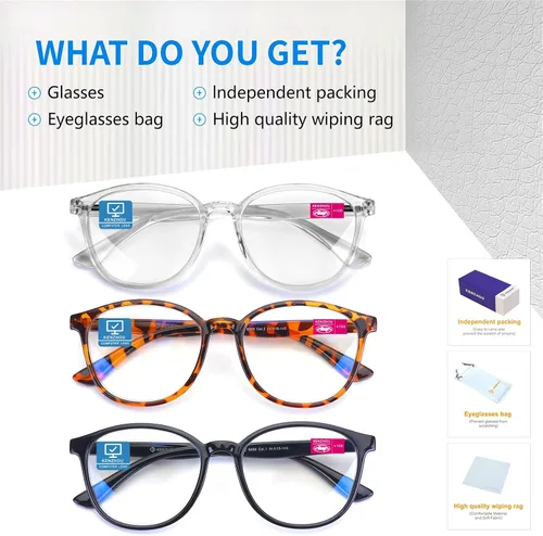 Vista 5 de K KENZHOU Blue Light Reading Glasses for Woman Men Computer Gaming Phone TV Bluelight Blocking Glasses for Eye Strain,3-Pack