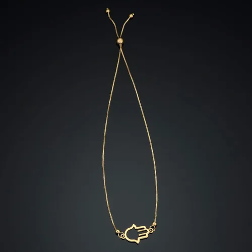 Vista 2 de KoolJewelry Pulsera Hamsa Bolo de oro amarillo de 14 quilates, joyería italiana minimalista (se adapta hasta 9 pulgadas), Metal