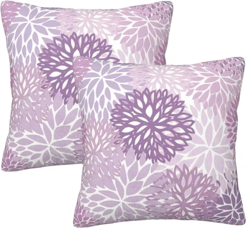 Vista 9 de Perinsto Juego de 2 fundas de almohada decorativas de flores de crisantemo azul, fundas de almohada suaves para sofá, cama, decoración del hogar, 16