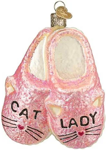 Vista 13 de Old World Christmas - Adorno de gato calico de vidrio soplado para árbol de Navidad, decoración festiva hecha a mano, colección de gatos
