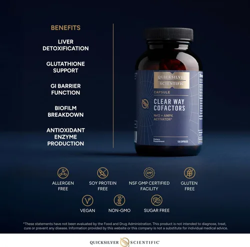 Vista 4 de Quicksilver Scientific Clear Way Cofactors - Apoyo de limpieza de desintoxicación corporal con vitamina B1, extracto de diente de león, quercetina