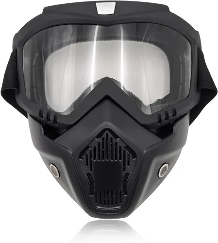 Vista 9 de povtii Gafas de Motocicleta, Gafas de Casco de Dirt Bike Resistentes al Viento con Máscara Facial Removible, Accesorios de Motocicleta (Colorido)