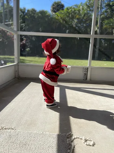 Vista 2 de Hulpvktsgiq Disfraz de Navidad de manga larga para bebés y niñas disfraz de Papá Noel para fiestas