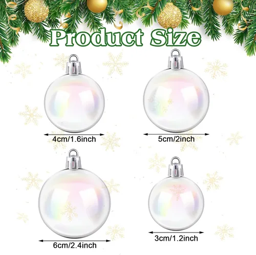 Vista 3 de Kathfly 16 bolas de Navidad iridiscentes, adornos iridiscentes de plástico para árbol de Navidad, bola de Navidad transparente para manualidades, 4