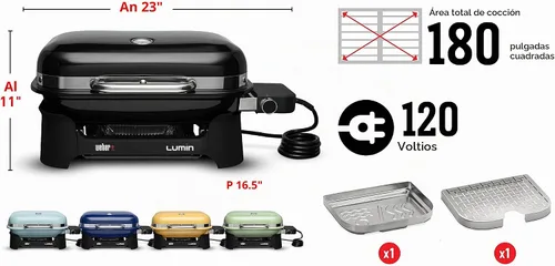 Vista 4 de Weber Lumin - Parrilla de barbacoa eléctrica compacta para exteriores, color negro - Ideal para espacios pequeños como patios, balcones y terrazas