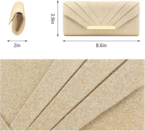 Vista 2 de Gabrine Bolso envolvente de noche para mujer bolso de mano lentejuelas brillantes material de tela para bodas fiestas bailes de graduación