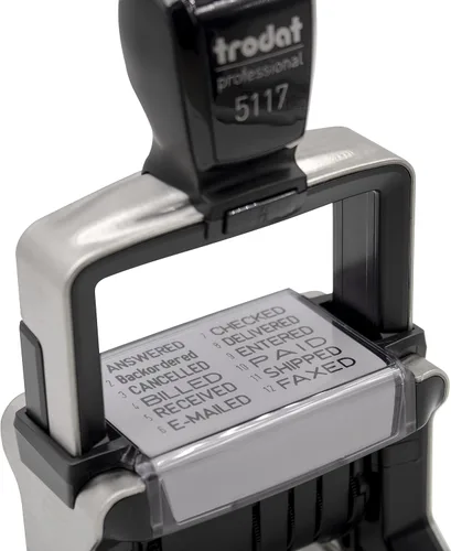 Vista 3 de Rubber Stamp Creation - 5117 Sello profesional de 12 mensajes con fecha, autoentintado, color de tinta negra