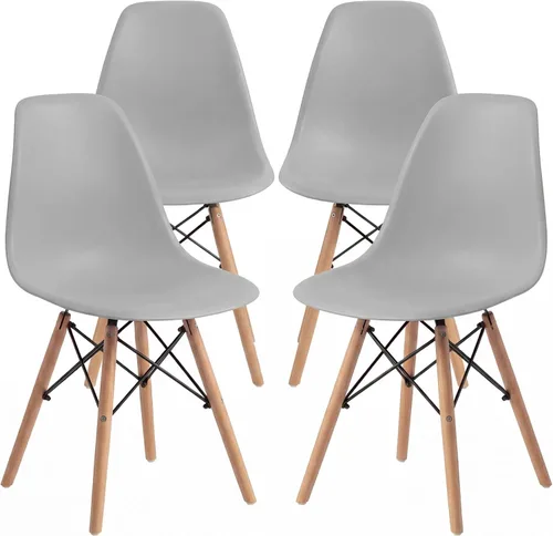 Vista 9 de Furmax Silla de comedor de estilo moderno, silla DSW moderna de mediados de siglo, silla de plástico Shell Lounge para cocina, comedor, dormitorio