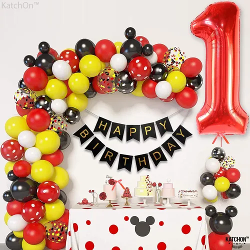 Vista 1190 de KatchOn Globo negro del número 1 de 40 pulgadas, globo de feliz cumpleaños Large Mylar Number One Balloon for 1st Birthday Decorations, Foil