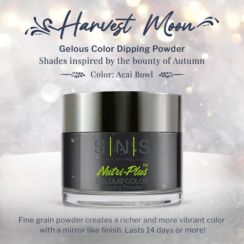 Vista 2 de SNS Polvo de inmersión de uñas, polvo de inmersión de color geloso - Acai Bowl (negro) - Color de uñas de larga duración dura 14 días - Bajo olor