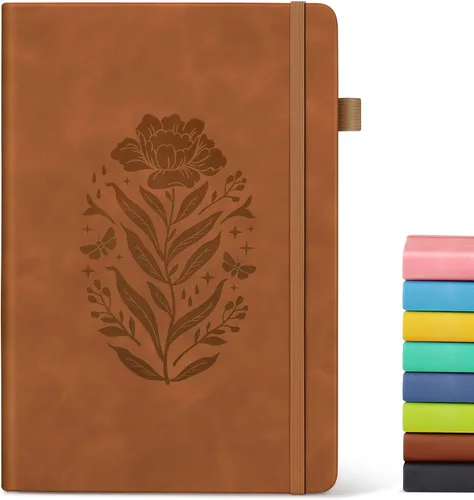 Vista 19 de Cuaderno de diario con líneas para mujeres, A5 de tapa dura de cuero rosa para escribir, 200 páginas, diario de viaje diario, cuaderno grueso