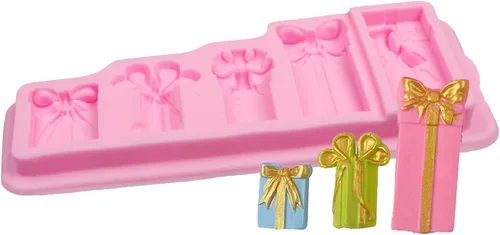Vista 7 de Molde de silicona Bells Fondant, caja de regalo de Navidad, molde de chocolate para decoración de pasteles, decoración de cupcakes, dulces