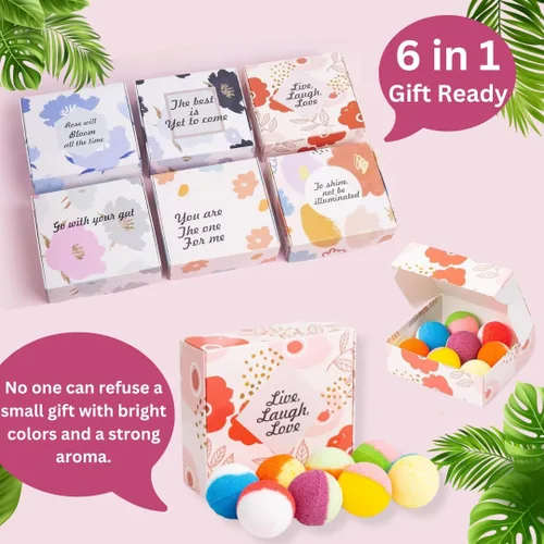 Vista 4 de 48 bombas de baño naturales y orgánicas para mujeres y niños, ricas en aceites esenciales, relajación y alivio del estrés, juego de regalo de bombas